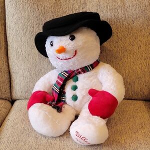 Festive Snowman Plush with Black Hat and Red Mittens Created For DILLARDS